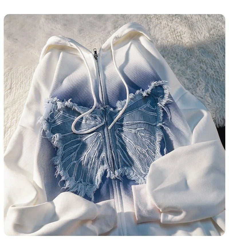 Butterfly distressed hoodie