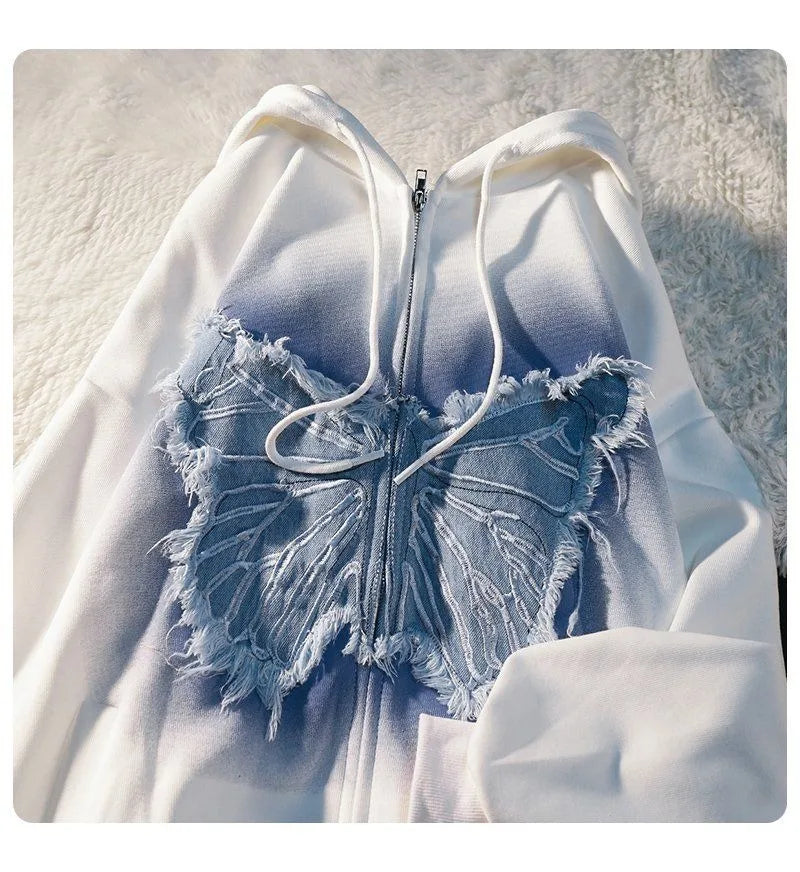 Butterfly distressed hoodie