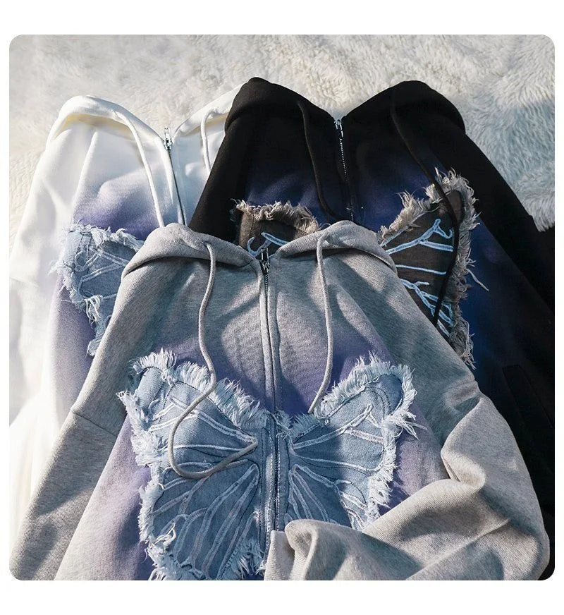 Butterfly distressed hoodie