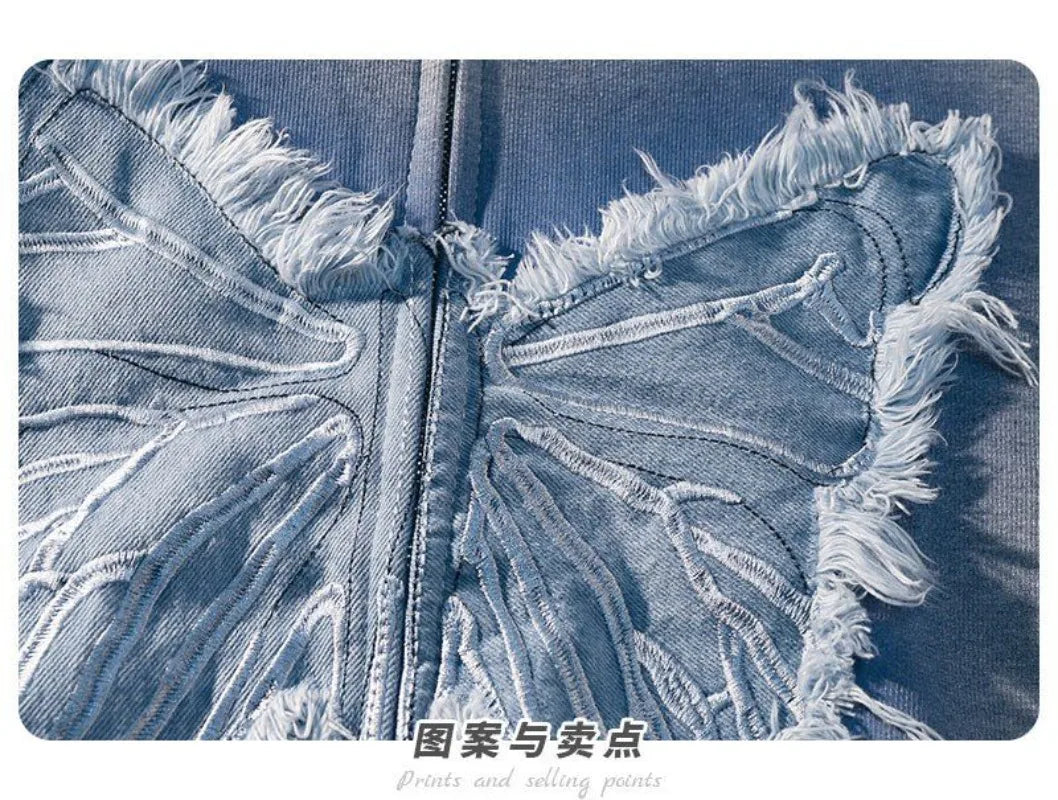 Butterfly distressed hoodie