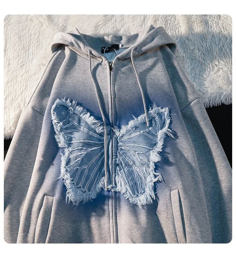 Butterfly distressed hoodie
