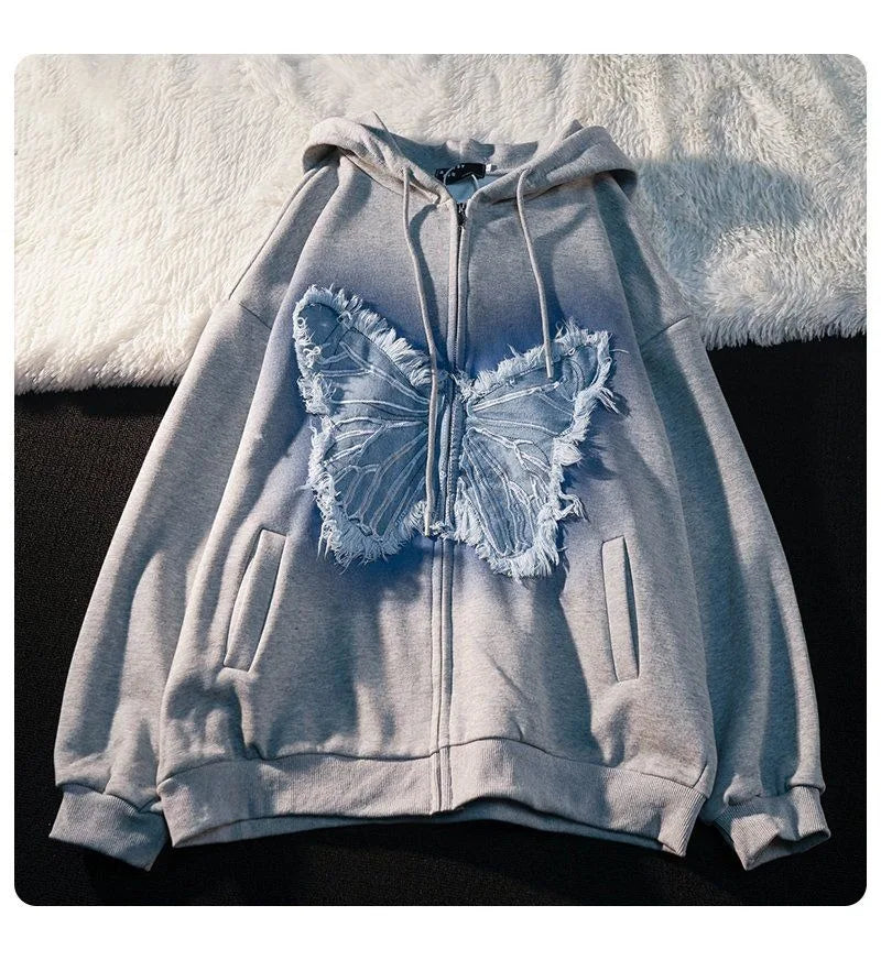 Butterfly distressed hoodie