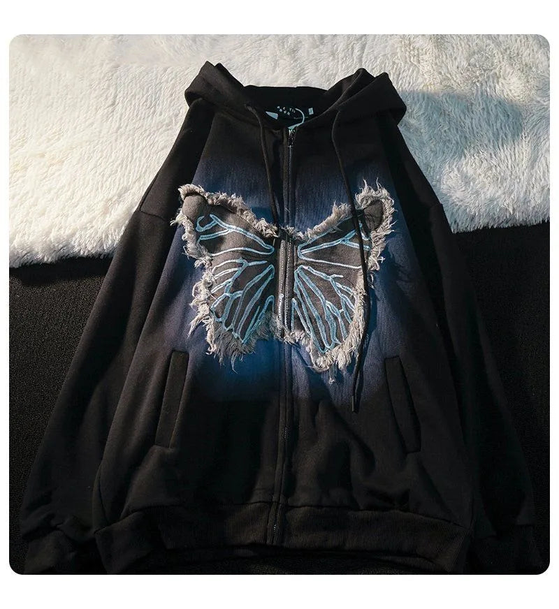 Butterfly distressed hoodie