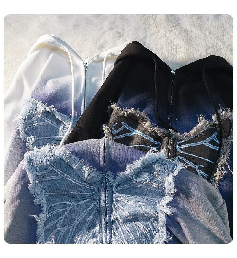 Butterfly distressed hoodie