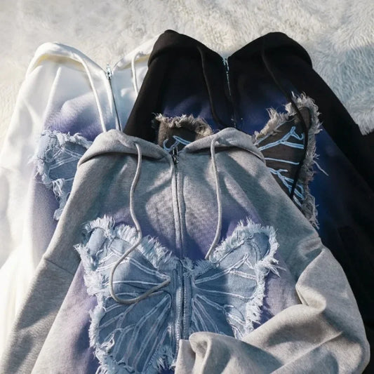 Butterfly distressed hoodie