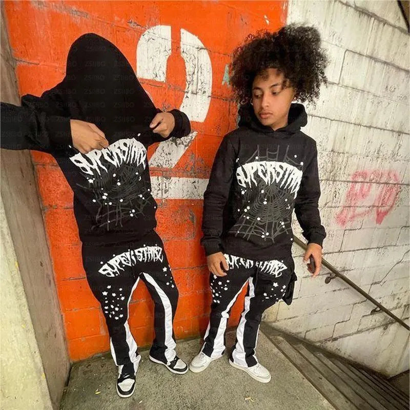 Spider webbed hoodie and pants