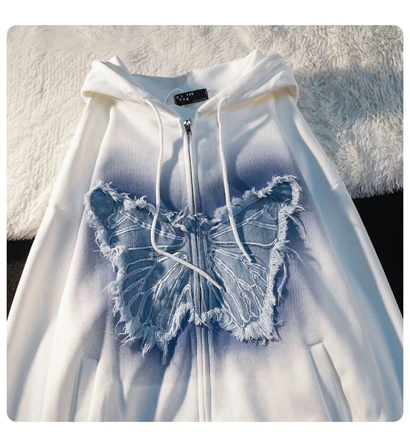Butterfly distressed hoodie