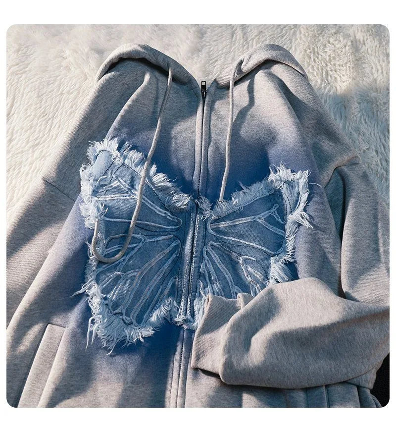 Butterfly distressed hoodie