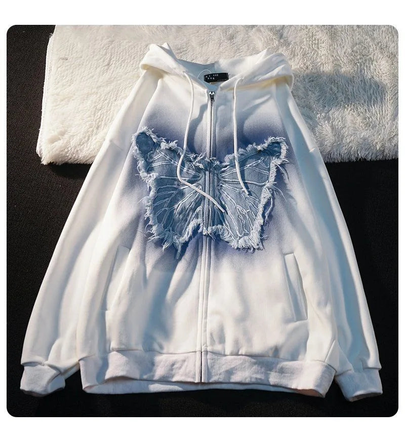 Butterfly distressed hoodie
