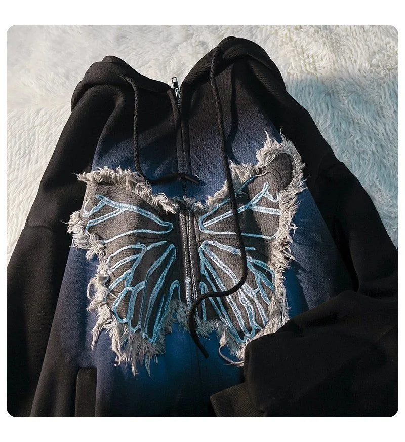 Butterfly distressed hoodie