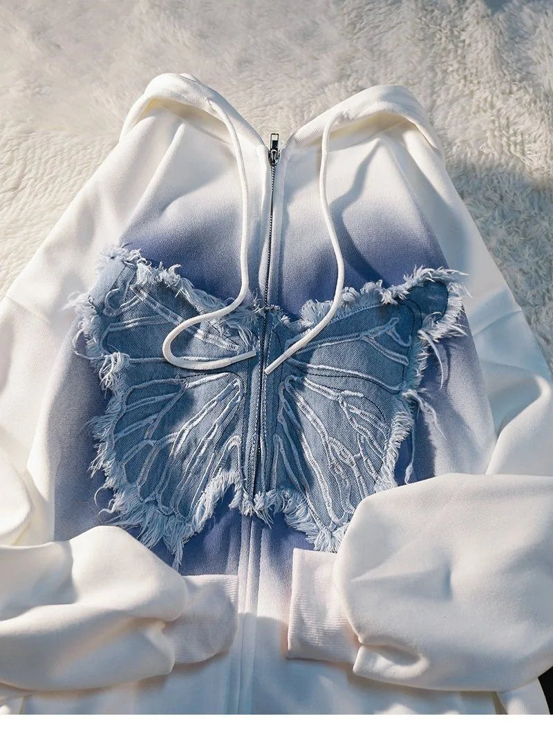 Butterfly distressed hoodie