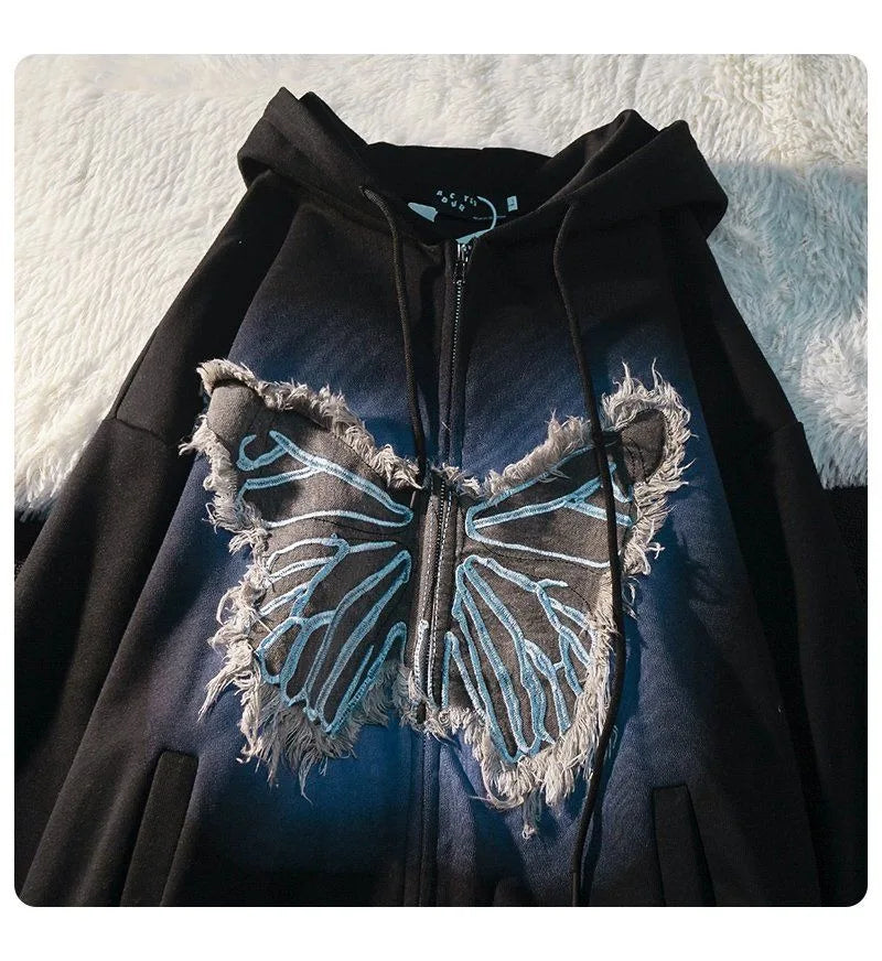 Butterfly distressed hoodie