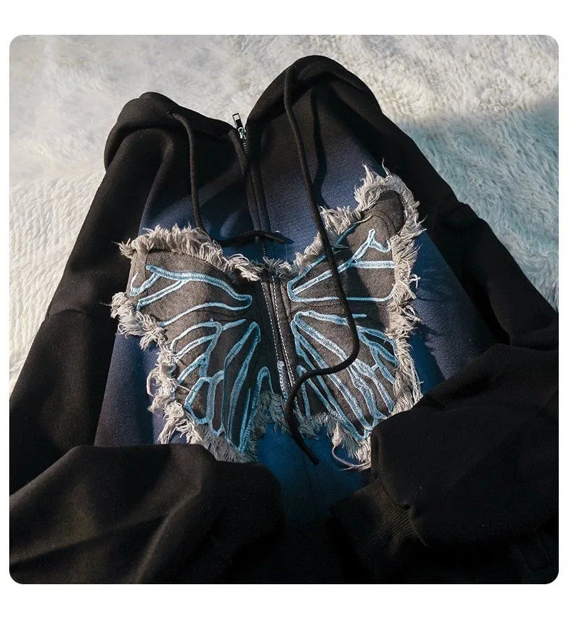 Butterfly distressed hoodie